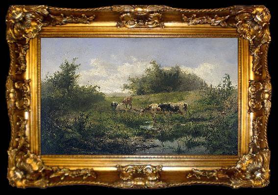 framed  Gerard Bilders Cows at a pond, ta009-2